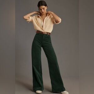 MOTHER The Ditcher Roller Zip Sneak Corduroy High-Rise Wide-Leg Jeans